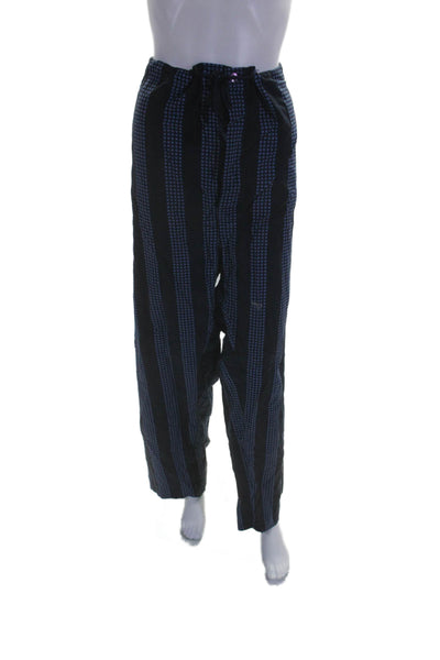 Guy Laroche Mens Cotton Geometric Striped Print Pajama Set Blue Size XL