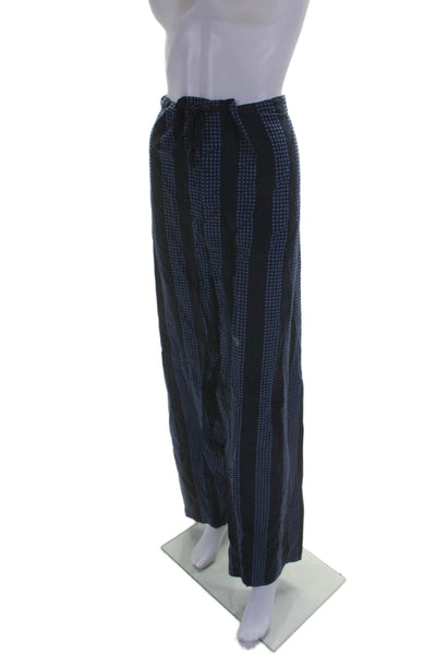 Guy Laroche Mens Cotton Geometric Striped Print Pajama Set Blue Size XL