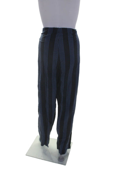 Guy Laroche Mens Cotton Geometric Striped Print Pajama Set Blue Size XL