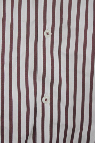 English Laundry Mens Cotton Striped Point Collar Dress Shirt White Size 32