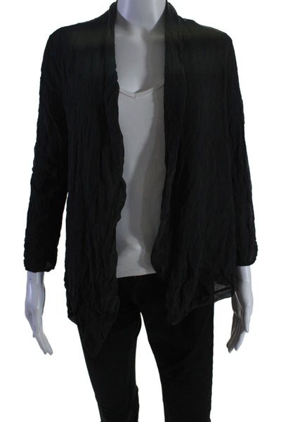 Soallure Womens Silk Long Sleeves V Neck Pull On Wrap Blouse Black Size Small