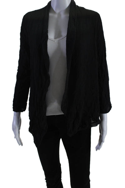 Soallure Womens Silk Long Sleeves V Neck Pull On Wrap Blouse Black Size Small