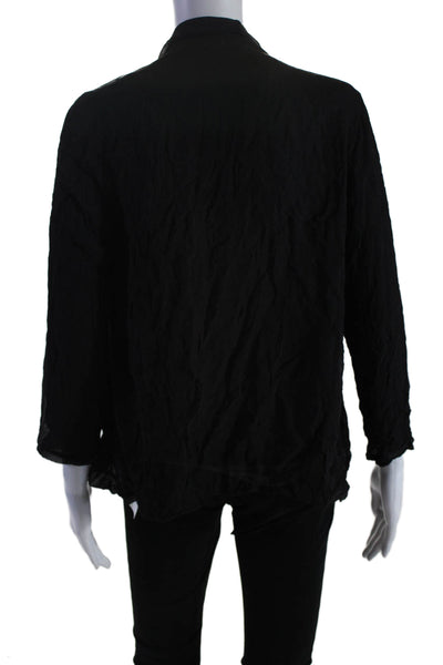 Soallure Womens Silk Long Sleeves V Neck Pull On Wrap Blouse Black Size Small