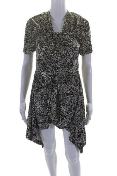 Rosetta Getty Womens Abstract Print A Line Dress Black Beige Extra Small