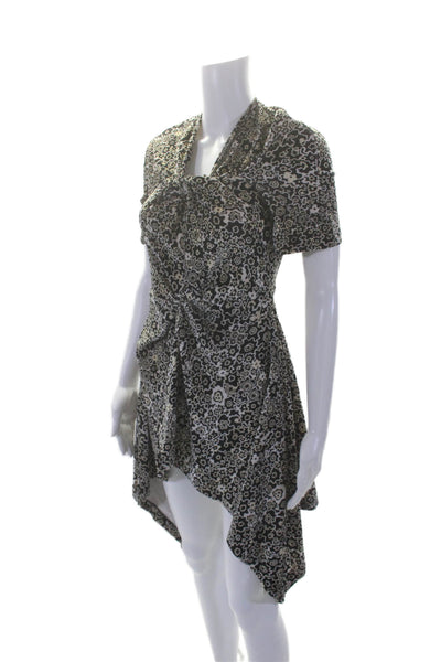 Rosetta Getty Womens Abstract Print A Line Dress Black Beige Extra Small