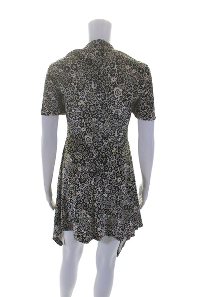 Rosetta Getty Womens Abstract Print A Line Dress Black Beige Extra Small