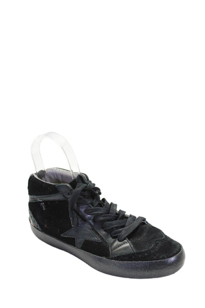 Golden Goose Women's Suede Leather High Top Lace Up Sneakers Black Size 37