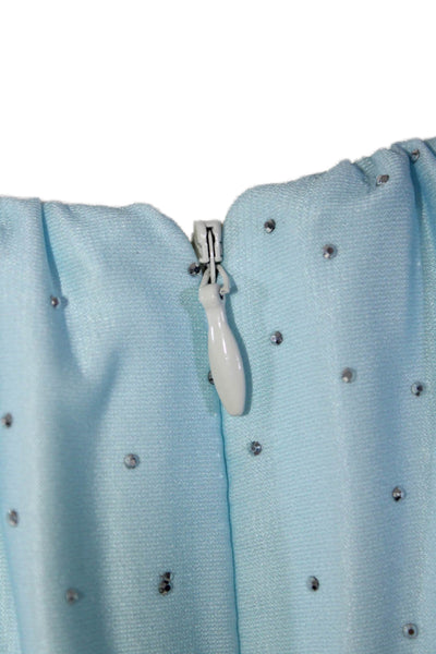 Badgley Mischka Jewel Womens Jeweled Sleeveless Tiered Dress Blue White Size 4