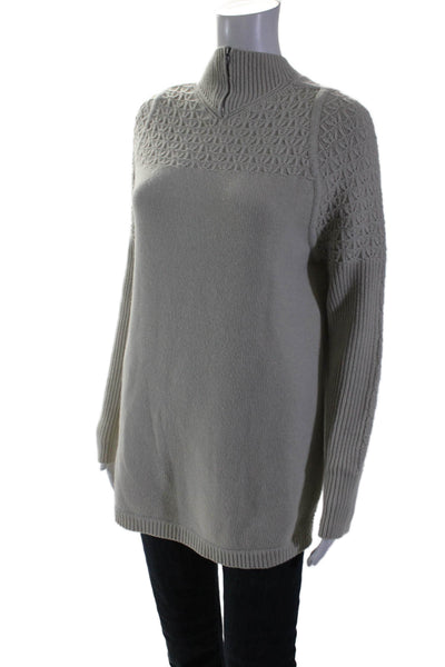 Theyskens Theory Women's Mock Neck Long Sleeves Pullover Sweater Beige Size P