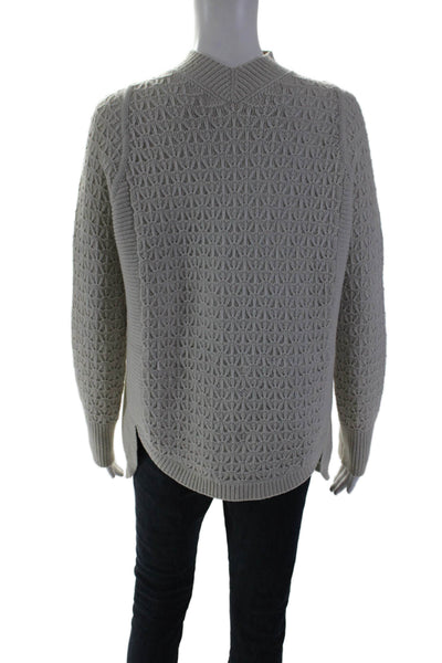 Theyskens Theory Women's Mock Neck Long Sleeves Pullover Sweater Beige Size P