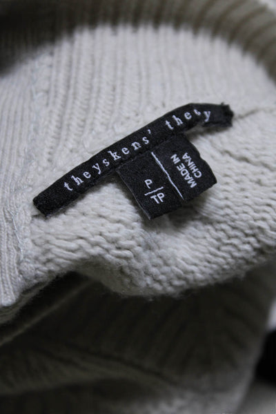 Theyskens Theory Women's Mock Neck Long Sleeves Pullover Sweater Beige Size P