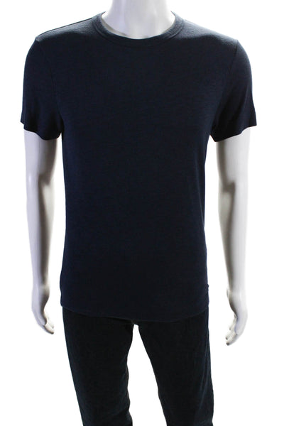 Theory mens Cotton Short Sleeve Solid Crewneck T Shirt Navy Size S