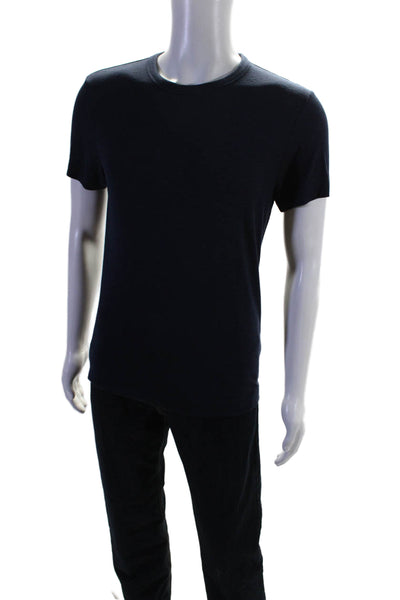 Theory mens Cotton Short Sleeve Solid Crewneck T Shirt Navy Size S