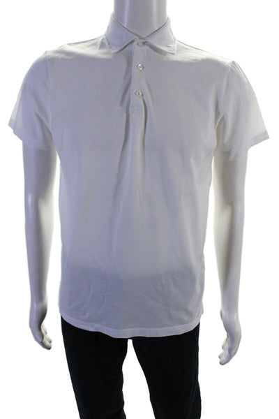 Suit Supply mens Cotton Collared Short Sleeve Polo Shirt White Size M