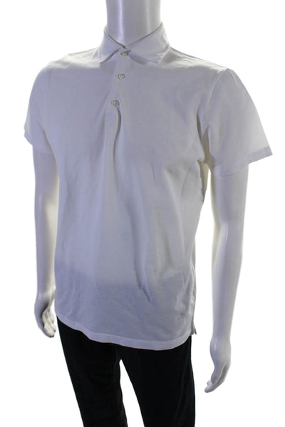 Suit Supply mens Cotton Collared Short Sleeve Polo Shirt White Size M