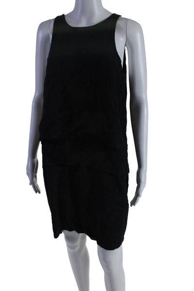 Tibi Womens Silk Sleeveless Pullover Dress Black Size 10