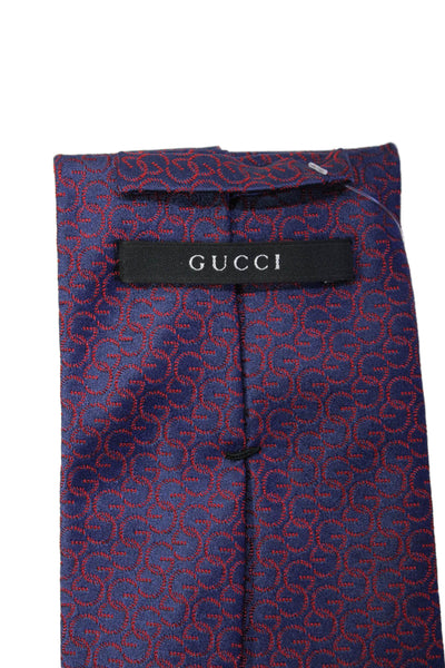 Gucci Men's Classic Monogram Silk Neck Tie Purple One Size