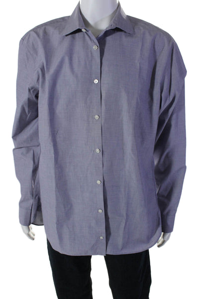 John Varvatos Mens Button Up Collared Long Sleeved Shirt Purple Size 34