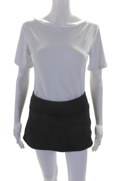 Lululemon Womens Pleated Back Low Rise A Line Athletic Mini Skort Black Size 4