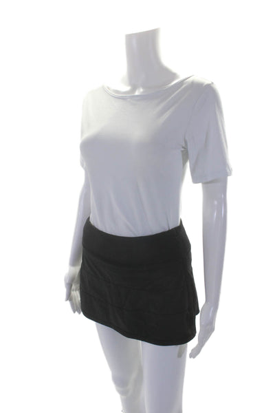 Lululemon Womens Pleated Back Low Rise A Line Athletic Mini Skort Black Size 4