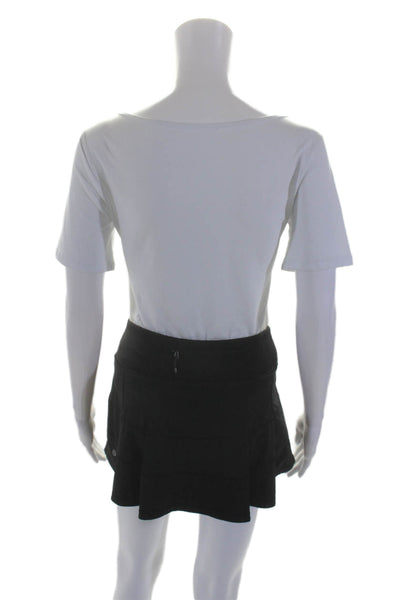 Lululemon Womens Pleated Back Low Rise A Line Athletic Mini Skort Black Size 4