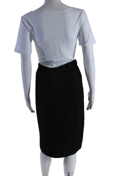 St. John Womens Textured Lined Slit Mid-Length Knit Pencil Skirt Black Size 14