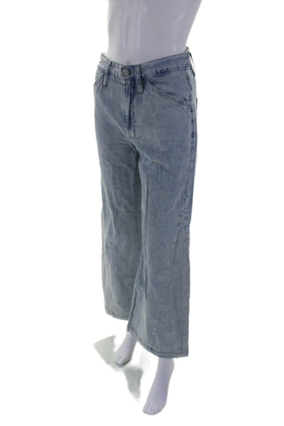 Frame Womens Cotton Le Baggy Palazzo Wide Leg Light Washed Jeans Blue Size 23