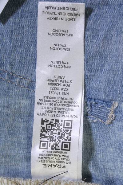 Frame Womens Cotton Le Baggy Palazzo Wide Leg Light Washed Jeans Blue Size 23