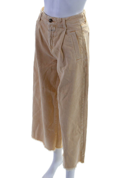 Closed Womens Zipper Fly High Rise Fringe Wide Leg Twill Pants Brown Size 23