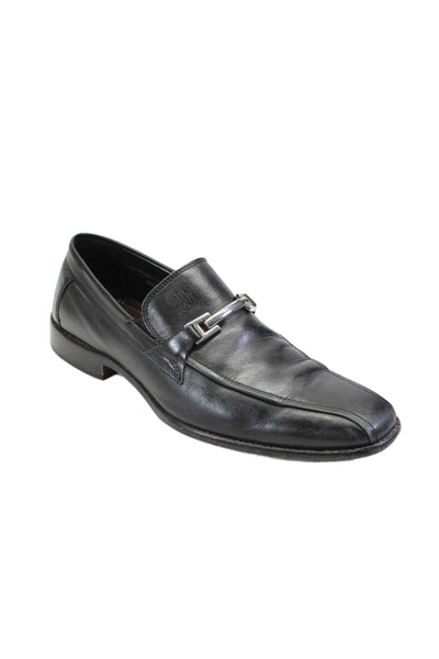 Johnston & Murphy Mens Black Leather Embellished Dress Loafers Shoes Size 10.5