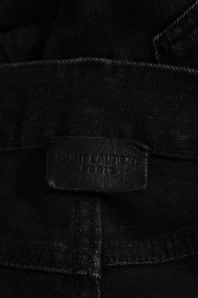 Saint Laurent Mens Cotton Denim Five Pocket Skinny Jeans Black Size 30