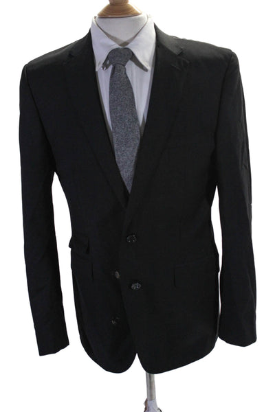 Abito Sartoriale Mens Wool Cashmere Lined Collar Button Sleek Blazer Black Size