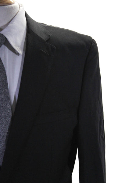 Abito Sartoriale Mens Wool Cashmere Lined Collar Button Sleek Blazer Black Size