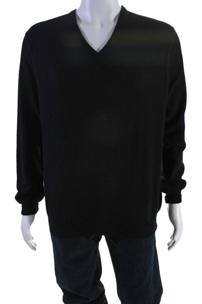 Davide Cenci Mens Long Sleeve V Neck Sweater Black Wool Size IT 52