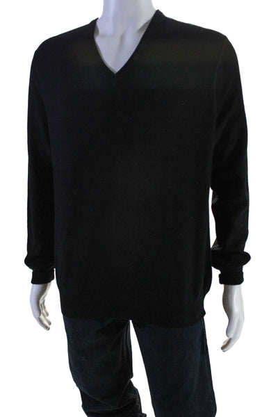 Davide Cenci Mens Long Sleeve V Neck Sweater Black Wool Size IT 52