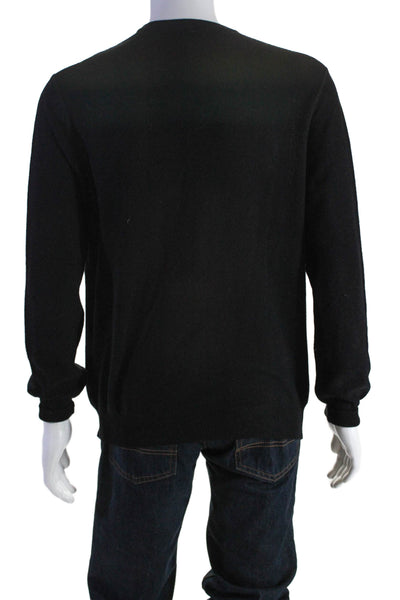 Davide Cenci Mens Long Sleeve V Neck Sweater Black Wool Size IT 52