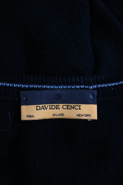 Davide Cenci Mens Long Sleeve V Neck Sweater Black Wool Size IT 52