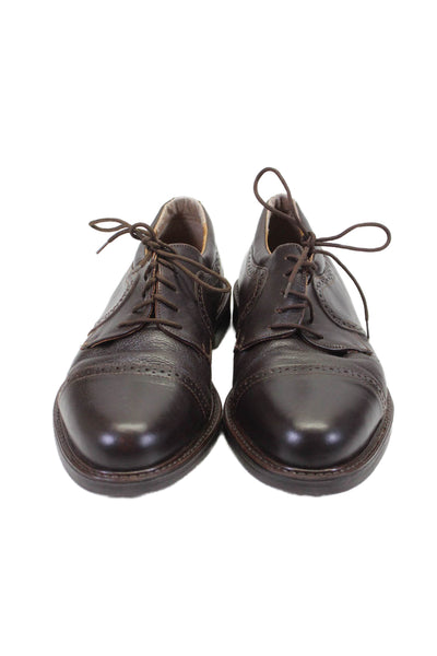 Mario Rossi Mens Lace Up Wingtip Oxfords Dress Shoes Brown Leather Size 11