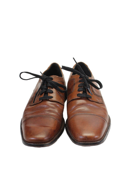 Johnston & Murphy Mens Lace Up Cap Toe Oxfords Brown Leather Size 8