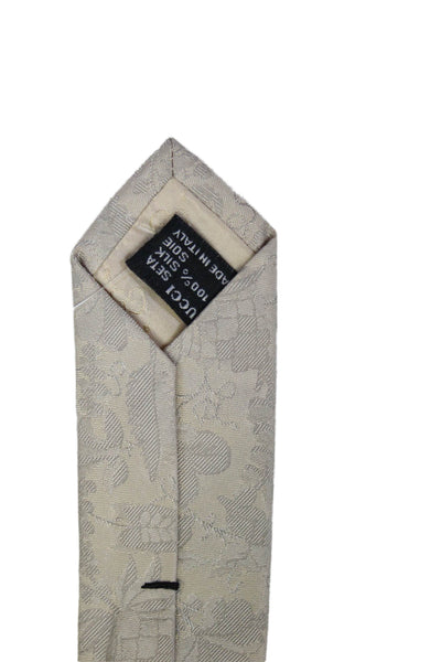 Gucci Womens Silk Beige Floral Print Necktie