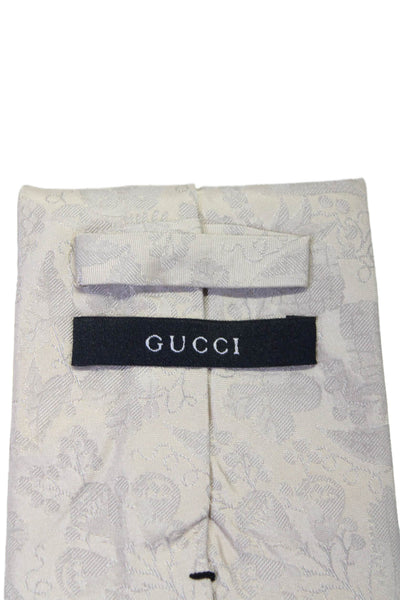 Gucci Womens Silk Beige Floral Print Necktie