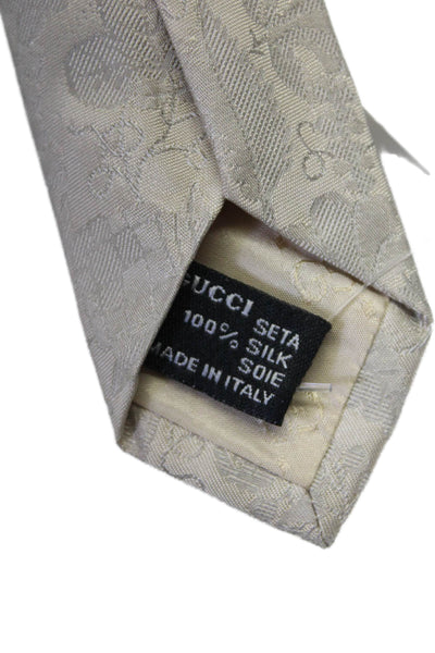 Gucci Womens Silk Beige Floral Print Necktie