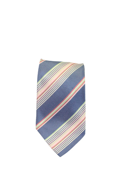 Etro Milano Mens Dark Gray Multi Striped Silk Necktie