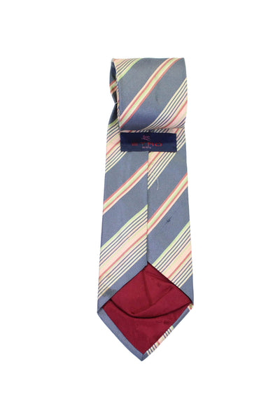 Etro Milano Mens Dark Gray Multi Striped Silk Necktie