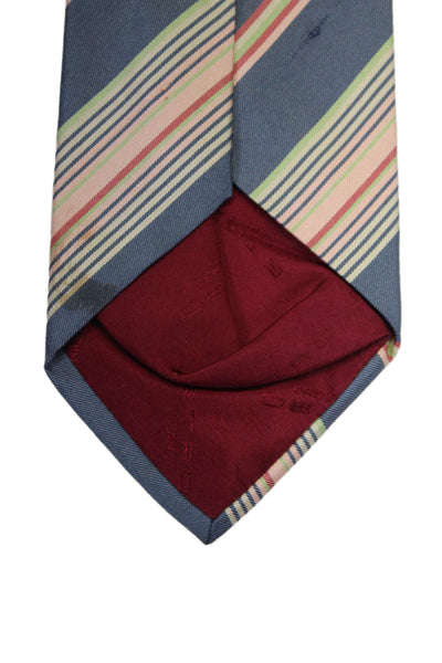 Etro Milano Mens Dark Gray Multi Striped Silk Necktie