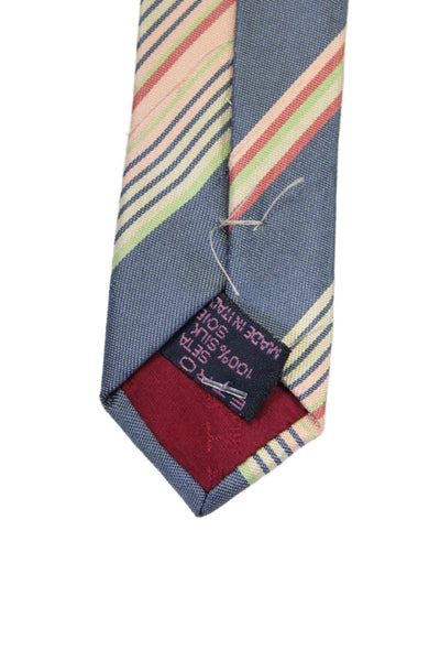 Etro Milano Mens Dark Gray Multi Striped Silk Necktie