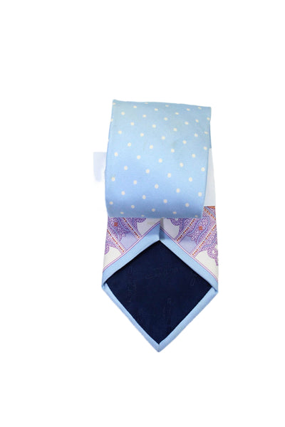 Etro Milano Mens Light Blue Polka Dot Paisley Print Necktie