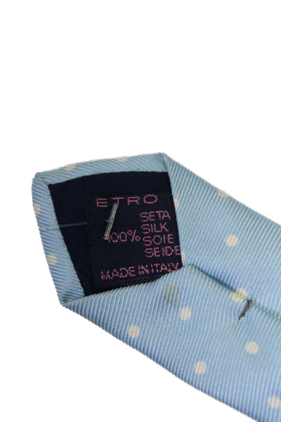 Etro Milano Mens Light Blue Polka Dot Paisley Print Necktie