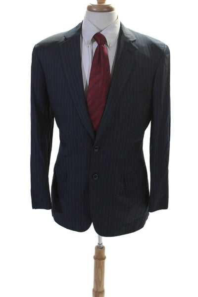 Brioni Mens Two Button Notched Lapel Pinstriped Blazer Jacket Navy Size IT 50