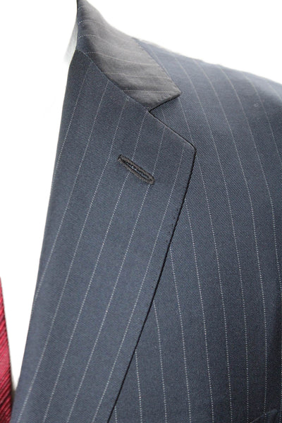 Brioni Mens Two Button Notched Lapel Pinstriped Blazer Jacket Navy Size IT 50